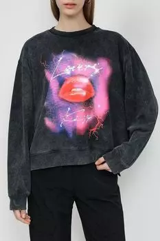 Свитшот оверсайз кроя с принтом HUGO