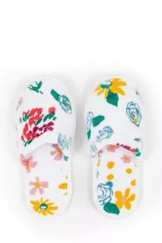 Тапочки с принтом Print Flower White COINCASA