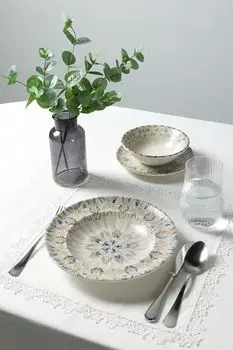 Тарелка фарфоровая глубокая с принтом Prisma Pioli