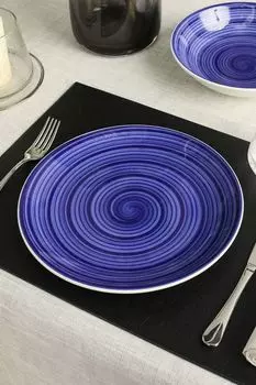 Тарелка обеденная из керамики Blue Spirale COINCASA