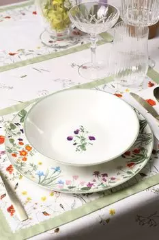 Тарелка суповая фарфоровая с принтом Botanika 21maison