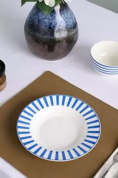 Тарелка суповая фарфоровая Righe Blu-Ala COINCASA