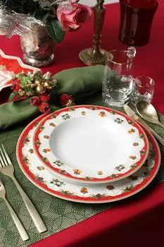 Тарелка суповая из фарфора с принтом Nostalgic Christmas Easy Life