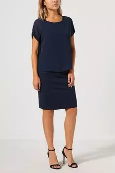 Темно-синее платье с круглым вырезом Esprit Collection