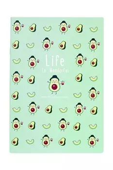 Тетрадь в розовую клетку А5 Life Авокадо на зеленом Kawaii Factory