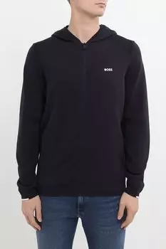 Толстовка хлопковая на молнии с капюшоном BOSS