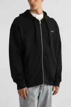 Толстовка хлопковая на молнии с капюшоном HUGO