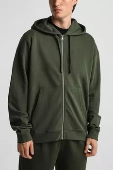 Толстовка хлопковая на молнии с капюшоном HUGO