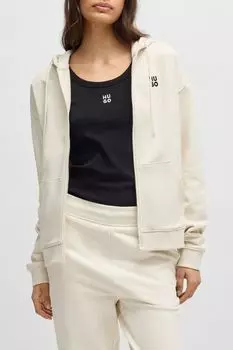 Толстовка хлопковая на молнии с капюшоном HUGO