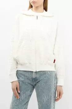 Толстовка хлопковая на молнии с капюшоном HUGO