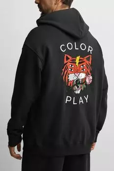 Толстовка хлопковая на молнии с капюшоном и принтом COLORPLAY