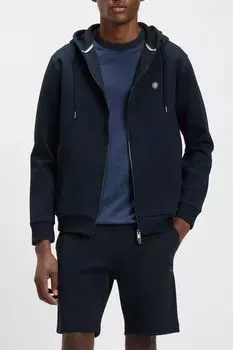 Толстовка хлопковая с капюшоном на молнии BOSS