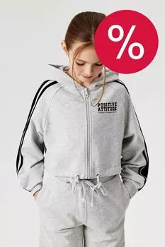 Толстовка хлопковая с капюшоном укороченная ACOOLA