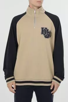 Толстовка хлопковая с воротником на молнии HUGO BLUE