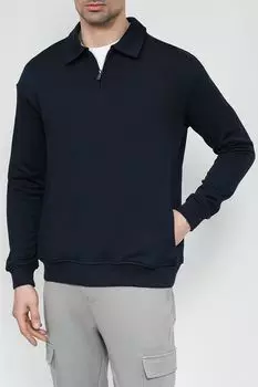 Толстовка хлопковая с воротником на молнии MARCO DI RADI