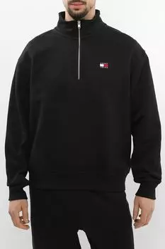 Толстовка хлопковая с воротником на молнии Tommy Jeans