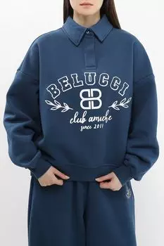 Толстовка хлопковая с воротником поло BELUCCI