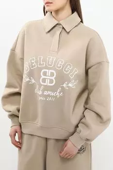 Толстовка хлопковая с воротником поло BELUCCI