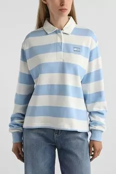 Толстовка хлопковая с воротником поло в полоску Tommy Jeans