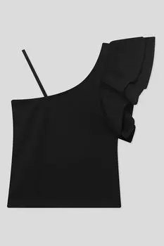 Топ ассиметричного кроя с оборкой OVS