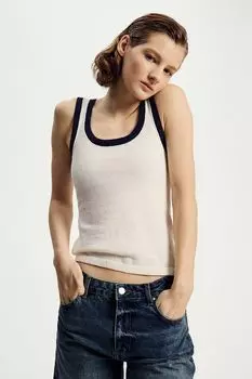 Топ без рукавов с контрастными деталями Nume