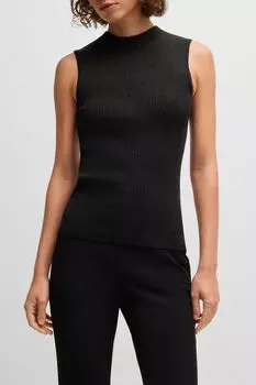 Топ без рукавов в рубчик с блестящим эффектом BOSS