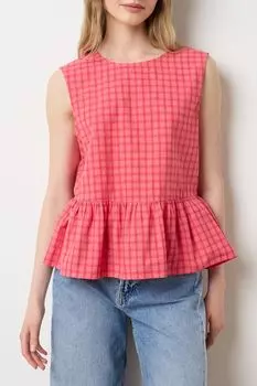 Топ хлопковый без рукавов с оборкой OVS