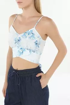 Топ хлопковый на бретельках с принтом укороченный Baby Angel