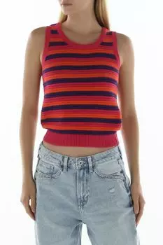 Топ хлопковый на лямках в полоску Piombo