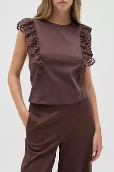 Топ хлопковый с ажурными оборками OVS