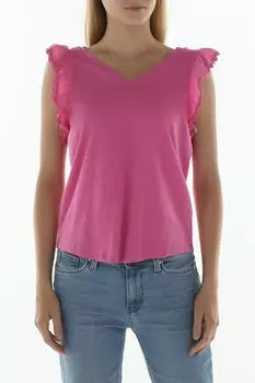 Топ хлопковый с рюшами на рукавах OVS