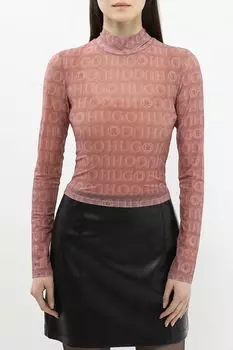 Топ из эластичной сетки облегающего кроя с принтом HUGO BLUE