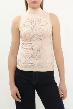 Топ с воротником стойкой и стразами Guess