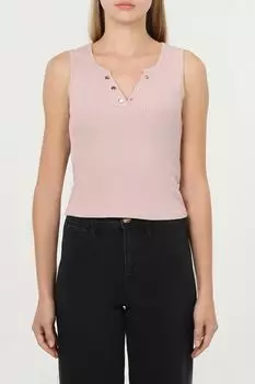 Топ с вырезом на кнопках в рубчик OVS