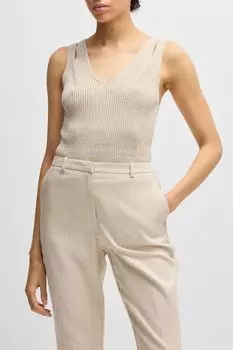 Топ трикотажный без рукавов с V-образным вырезом BOSS