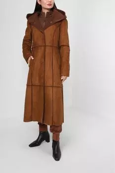Удлиненная дубленка с капюшоном Apart