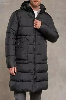 Удлиненное стеганое пальто с капюшоном DTMD