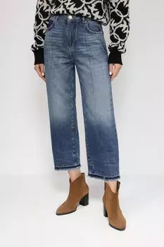 Укороченные джинсы бойфренд из меланжевого денима Pinko