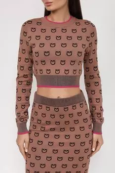 Укороченный джемпер с фирменным жаккардовым узором Pinko