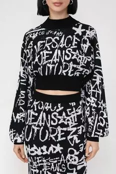 Укороченный свитер с текстовым принтом VERSACE JEANS COUTURE