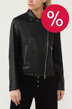Утепленная кожаная косуха EMPORIO ARMANI