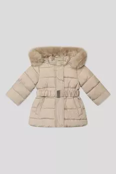 Утепленная куртка с меховой отделкой и поясом Fagottino