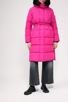Утепленное пальто со съемным капюшоном и поясом Desigual