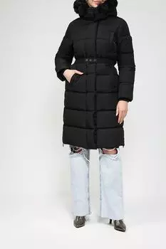 Утепленное пальто со съемным капюшоном и поясом Desigual