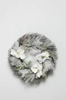 Венок рождественский Белые магнолии Holiday Classics