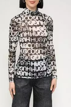 Водолазка из эластичной сетки с принтом HUGO