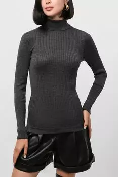 Водолазка в рубчик из шерсти и шелка NAUMI