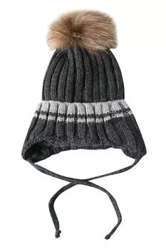 Вязаная шапка с помпоном и завязками Pulka