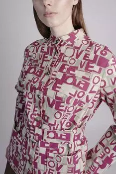 Жакет из льна и хлопка с принтом Love Paola Ray