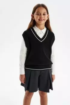 Жилет вязаный с контрастной полосой Silver Spoon